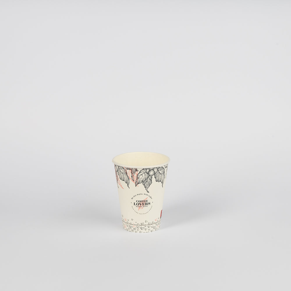 Pappbecher, weiß/PE, Motiv "COFFEE LOVERS", 12oz, Ø90mm, 300ml, VPE: 1.000 St.