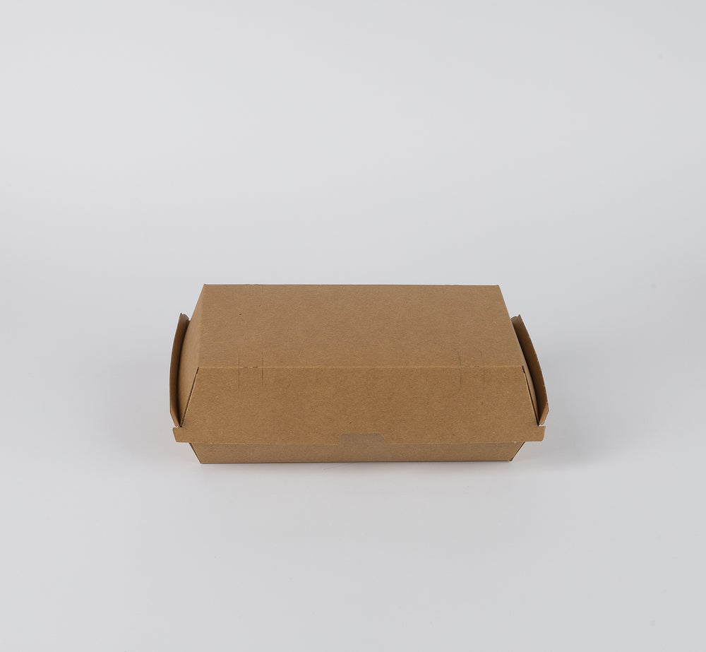 Burger Boxen m. Klappdeckel, 24x13x7,5cm, Kraftkarton, braun