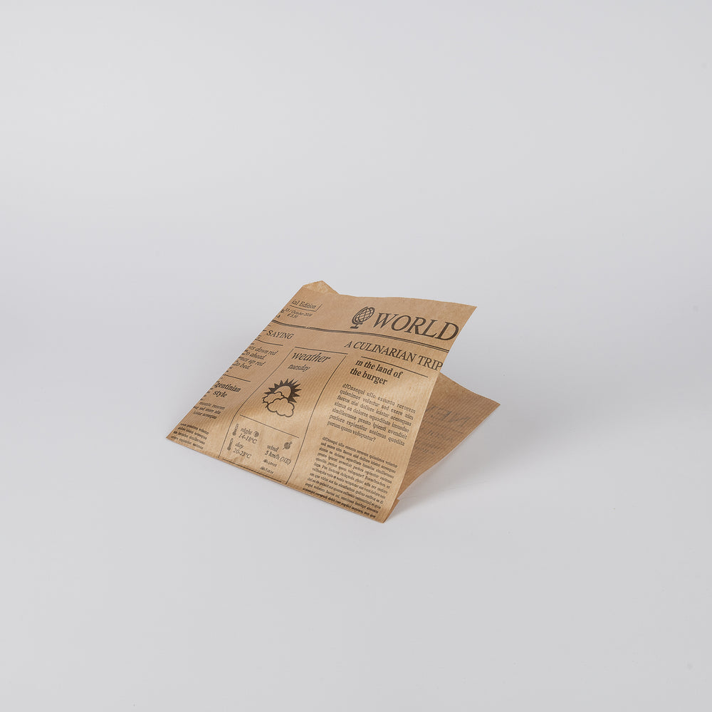 Burger-Tasche, "Newsprint" 15x16cm, 2-seitig offen, VPE 1.000 St.