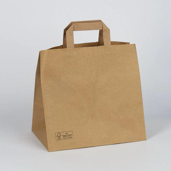 Papiertragetasche, Foodbag, FSC Mix, 26+17x25cm, kraft, braun, VPE: 250 St.