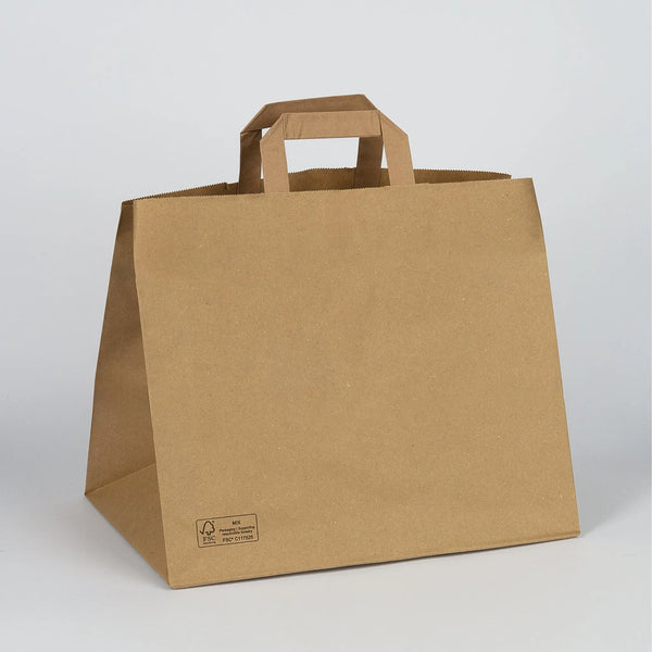 Papiertragetasche, Gastrobag, FSC Mix, 32+22*28cm, Kraftpapier braun, VPE: 250 St.