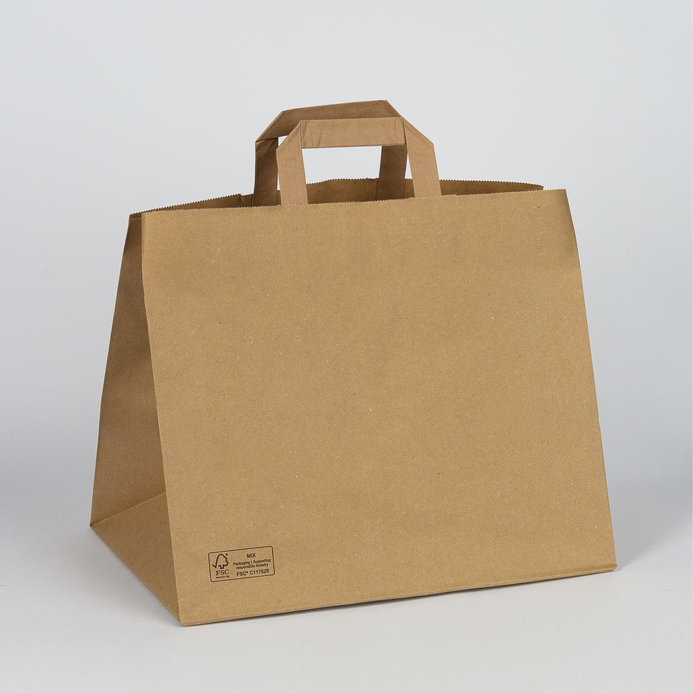 Papiertragetasche, Gastrobag, FSC Mix, 32+21,5*27cm, Kraftpapier braun, VPE: 250 St.