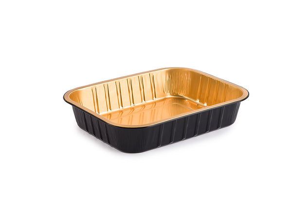 Premium, Aluschalen, Eclipse, schwarz/gold, 1530ml, 235x185x45mm, VPE: 300 St.