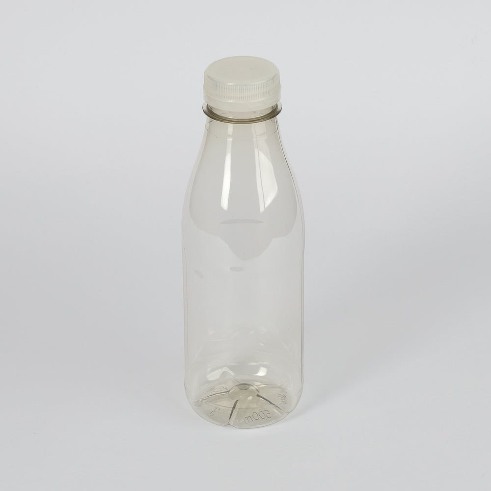 rPET-Flaschen, 500ml mit Deckel weiß, VPE: 198 St.