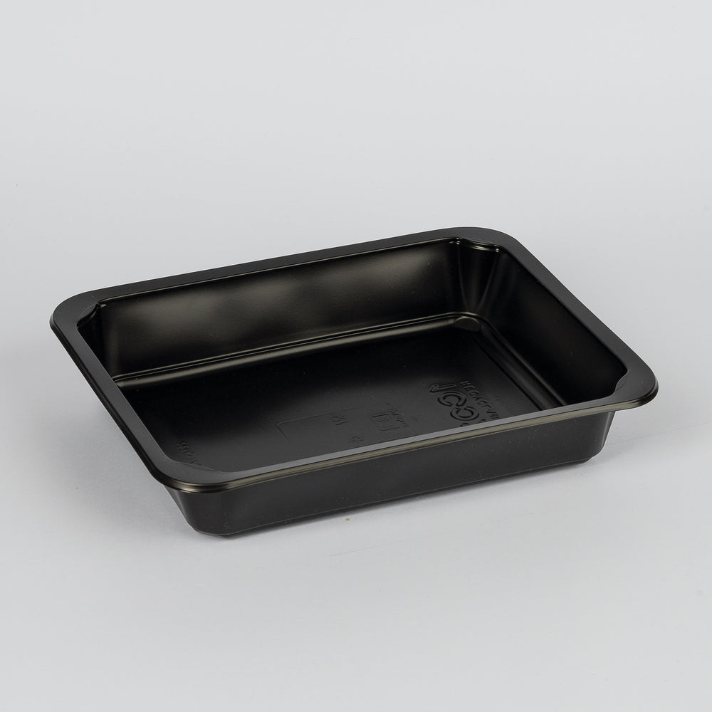 PP-Siegelschale, ungeteilt, 1000ml, schwarz. 227x178x40mm, VPE: 400 St.