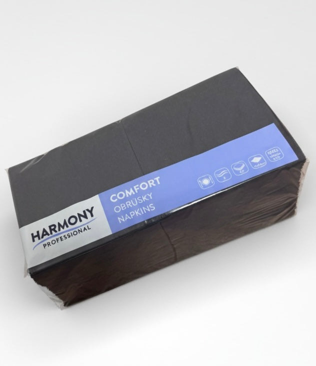 Cocktail-Servietten, 24x24cm, 2-lagig, 1/4-Falz, schwarz, VPE: 4.000 St.