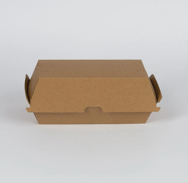 Burger Box m. Klappdeckel, 17,5x9x8cm, Kraftkarton, braun, VPE: 200 St.