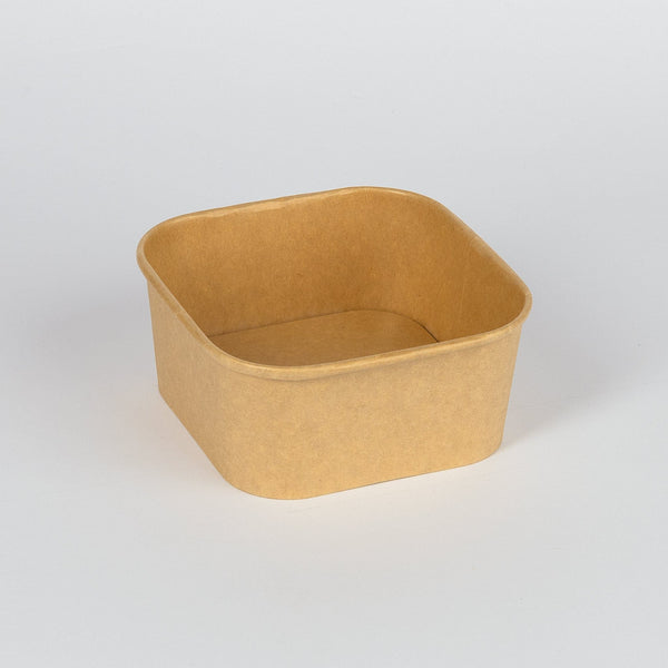 Kraft-Papier/PE, Schale, quadratisch, 650ml, 13x13x6cm, VPE: 300 St.