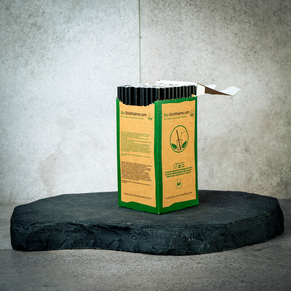 Papier-Trinkhalm, 4-Lagig, Jumbo, schwarz, Ø8x200mm, VPE: 250 St.