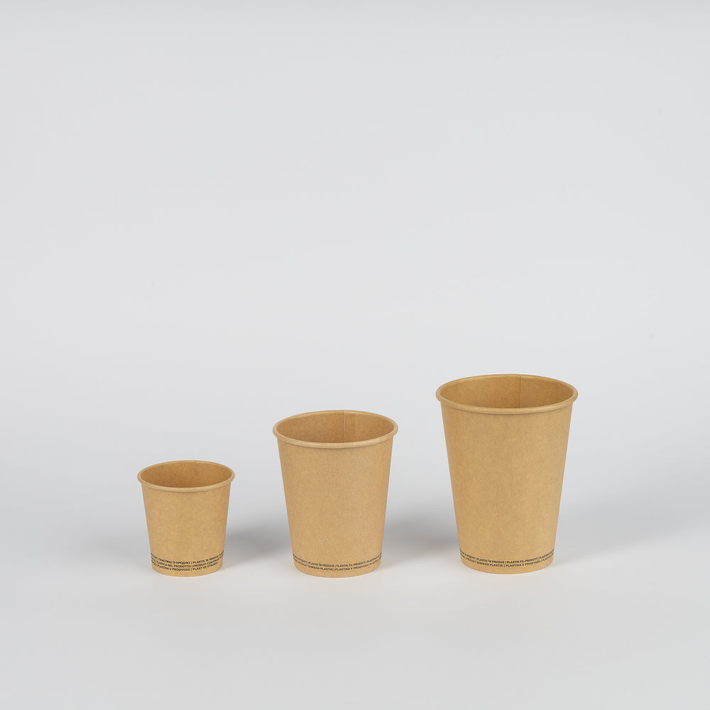 Pappbecher, neutral-braun, kraft/PE, 8oz, Ø80mm, 200ml