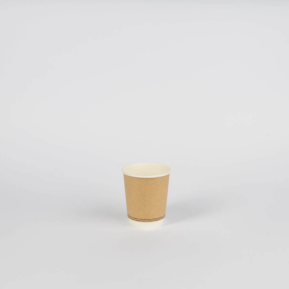 Pappbecher, doppelwandig, neutral-braun/weiß, kraft/PE, 8oz, Ø80mm, 200ml