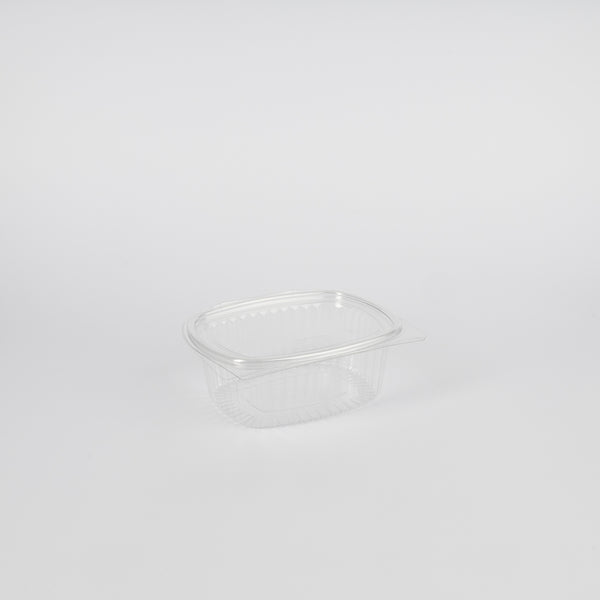 rPET, Salatschale, m. Klappdeckel, oval, 375ml, VPE: 400 St.