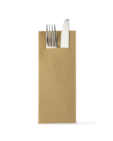 Besteck-Serviette, 40x33cm, braun aus Linclass-Pocket, 1/8-Falz