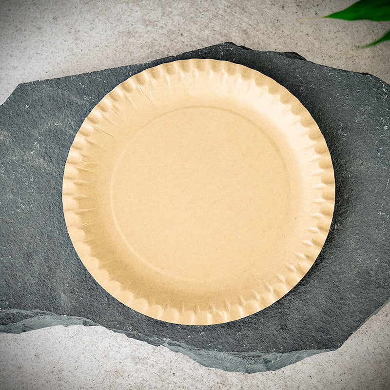 Pappteller, rund, braun, Ø23cm, m. Fettbarriere, VPE: 50 St.