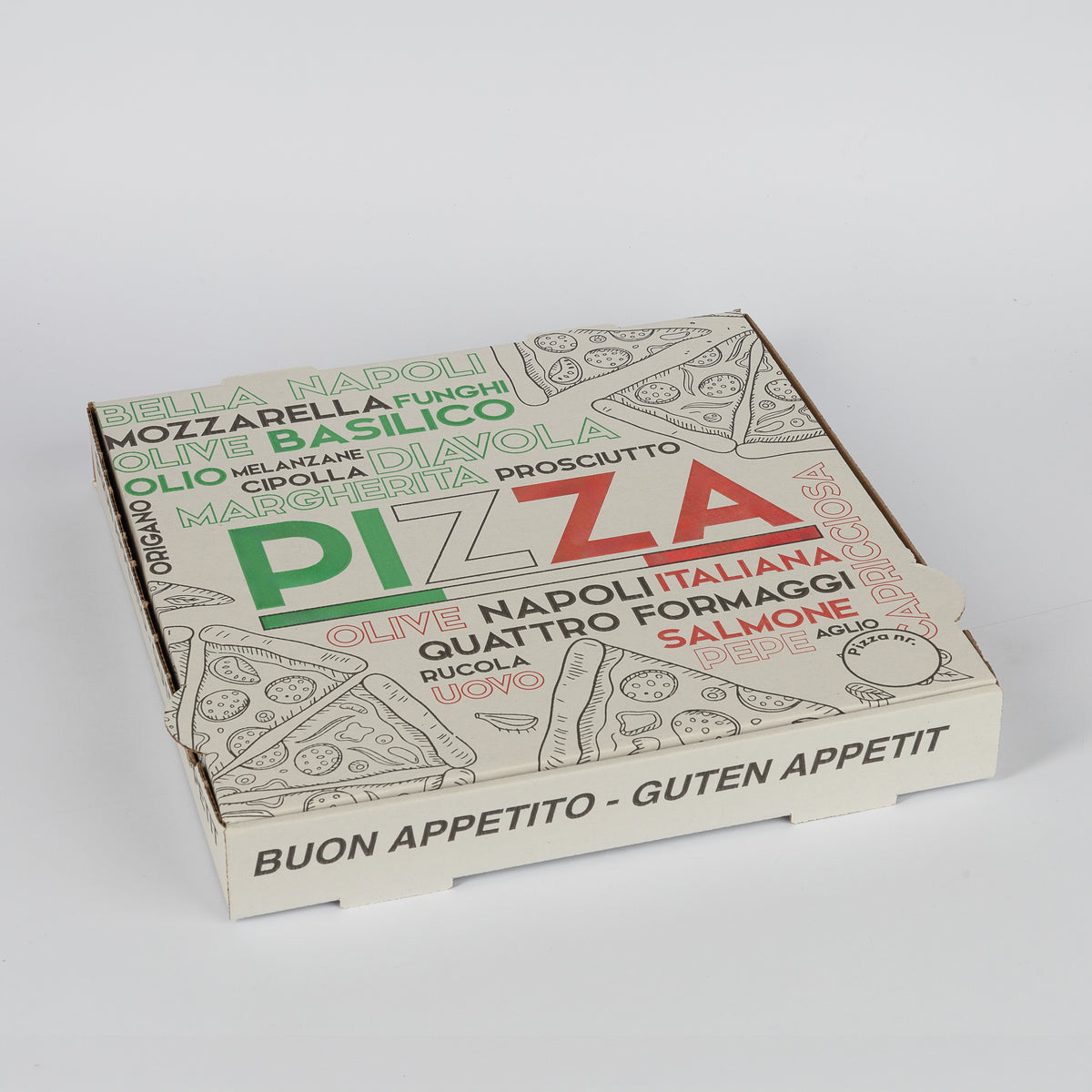200 Pizzakarton Pizza Karton Pizzabox to go 30x30x3 cm Motivdruck