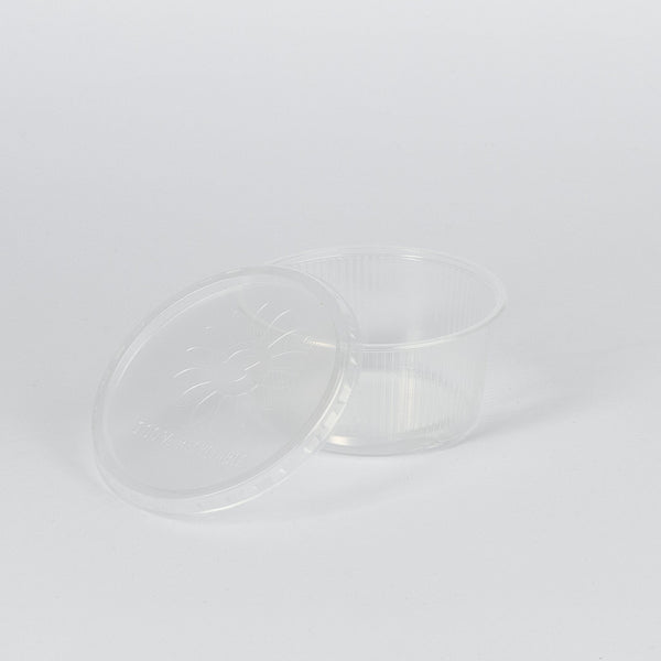 PP-Feinkostbecher, rund, kombi-pack, 250ml, Ø101x50mm, transparent, gerippt, VPE: 250 St