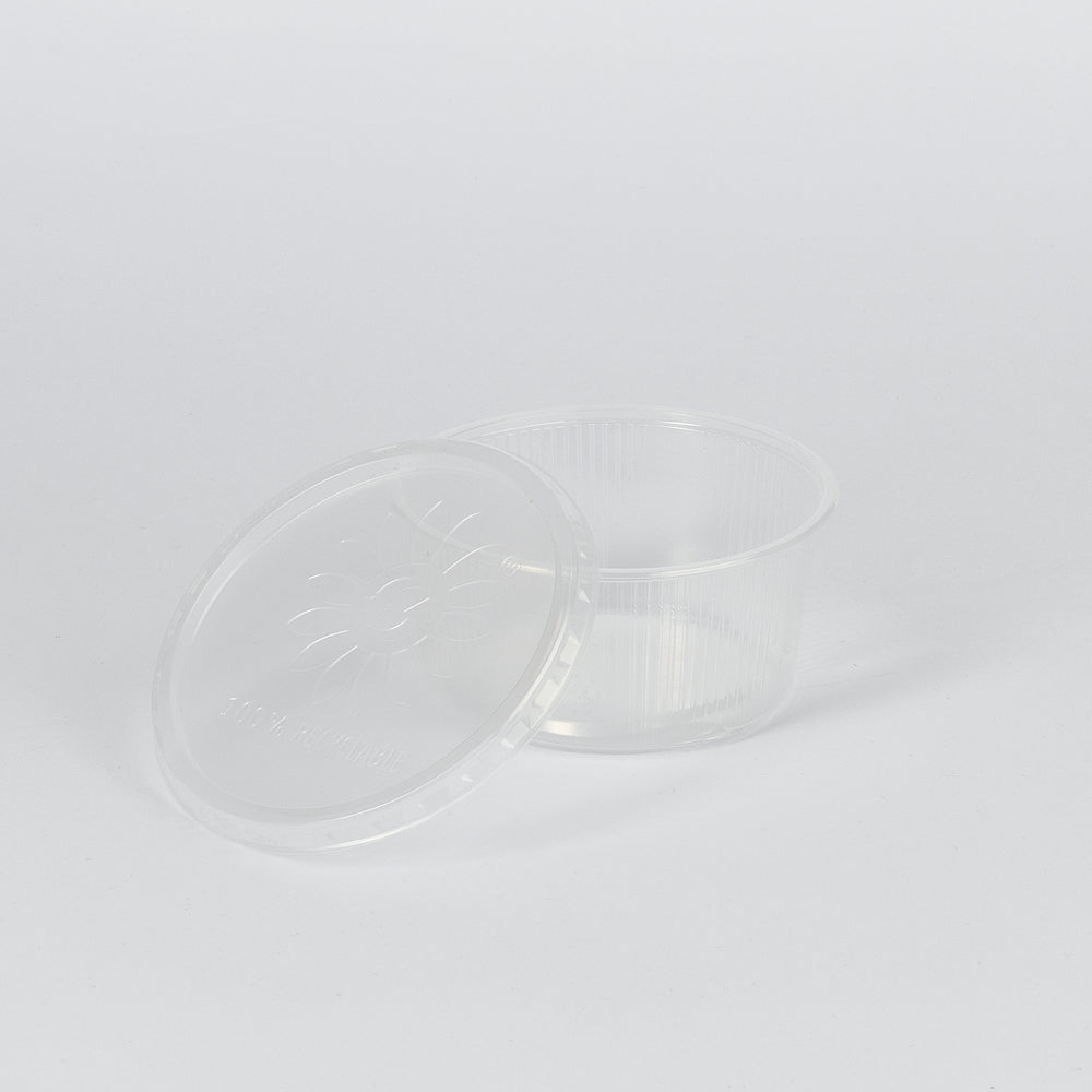 PP-Feinkostbecher, rund, kombi-pack, 250ml, Ø101x50mm, transparent, gerippt, VPE: 250 St