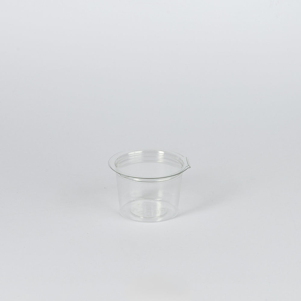 rPET-Dressingbecher m. anhängenden Deckel, 100ml, Ø70mm, VPE: 405 St.
