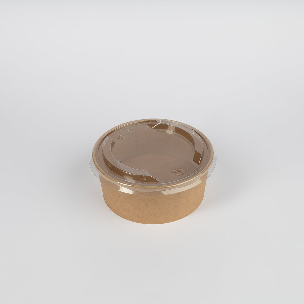 r-PET Deckel, für Salatschale aus Kraftkarton, 500/750/1000ml, temperaturfähig bis 60 °C, Ø150mm, VPE 300 St.