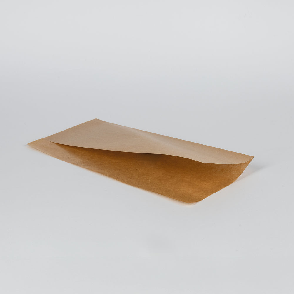 Flachbeutel, 2-seitig offen, 25x13/10cm, "Open Pack", neutral, braun, VPE: 100 St.