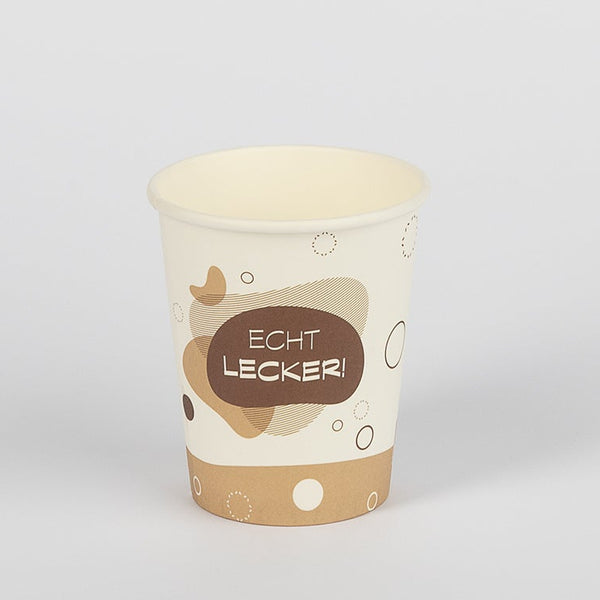 Pappbecher, weiß/PE, Motiv "Echt Lecker", 8oz, Ø80mm, 200ml, VPE: 1.000 St.