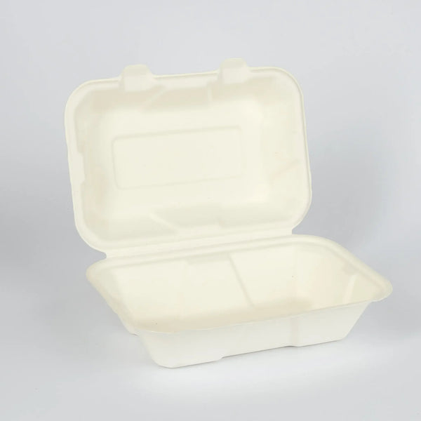 Bagasse, Menüschale mit anh. Deckel, 700ml, 23x15x8cm, VPE: 200 St.