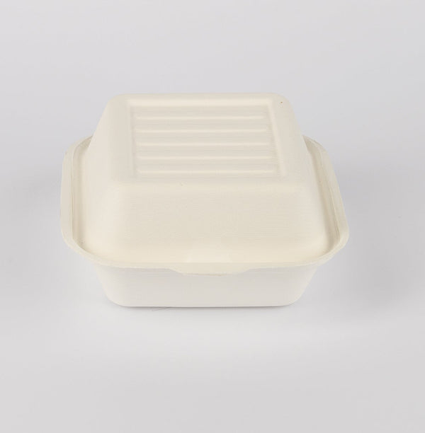 Bagasse, Burger Box, weiß, 15x15x8cm, VPE: 600 St.