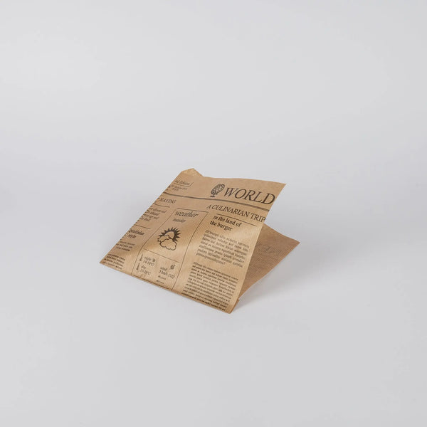 Burger-Tasche, "Newsprint" 15x16cm, 2-seitig offen, VPE 1.000 St.