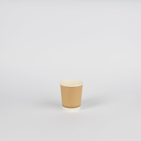 Pappbecher, doppelwandig, neutral-braun/weiß, kraft/PE, 8oz, Ø80mm, 200ml, VPE: 500 St.