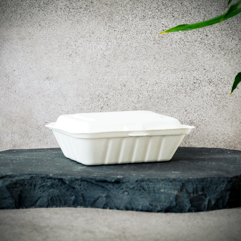 Bagasse, Snack-Box, weiß, 530ml, 185x143x62mm, VPE: 300 St.