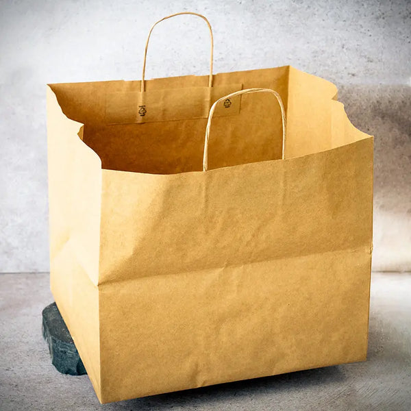 Papiertragetasche, "Pizzabag", 36+31x36cm, kraft, braun VPE: 125 St.